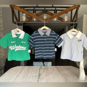 Old Navy Green and Blue Baby Boy Polo Shirts lot Size 12-18 mo NWT
